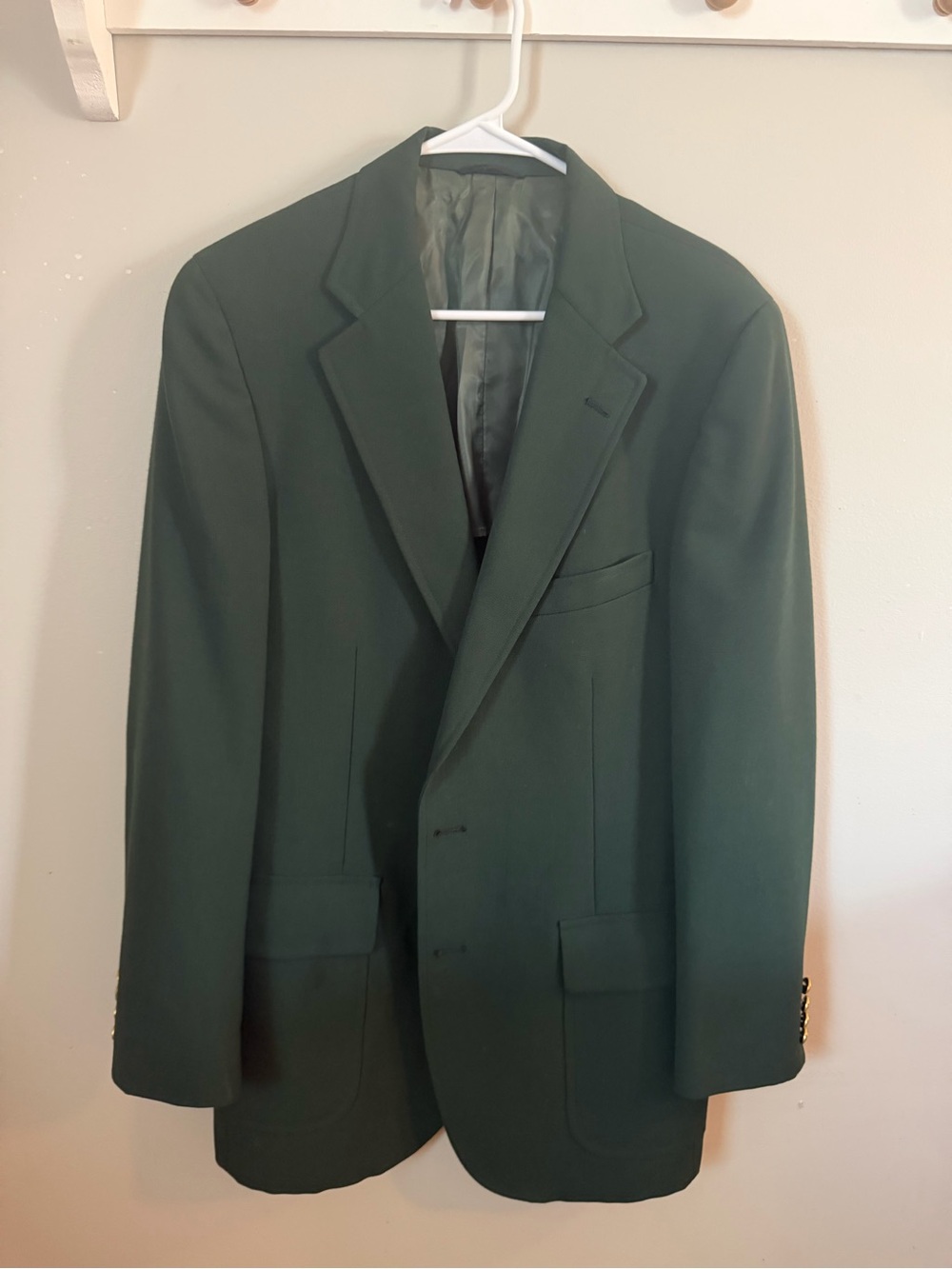 Chaps Ralph Lauren Mens 40R Hunter Green Blazer Gold Buttons Green Giant Fabric